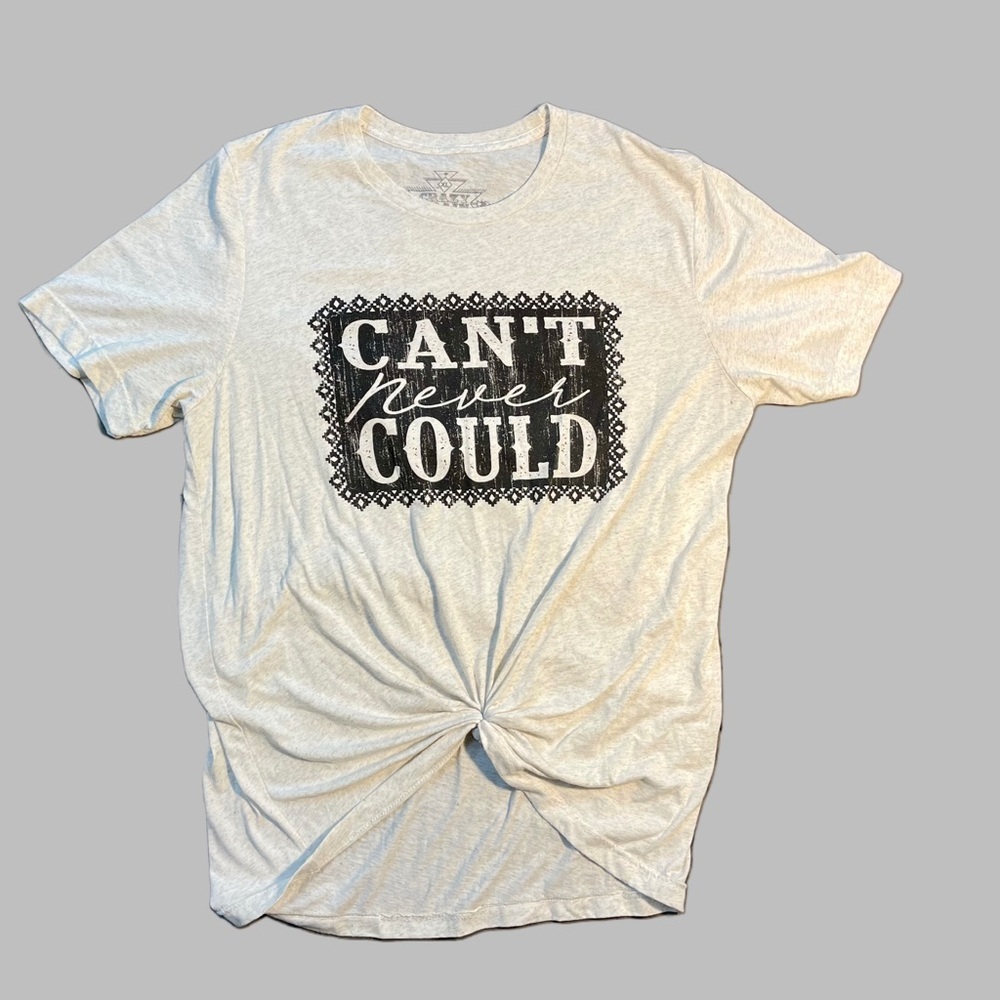 Crazy Train Western Wear Can’t Never Could Graphic Knotted Tee Size XL